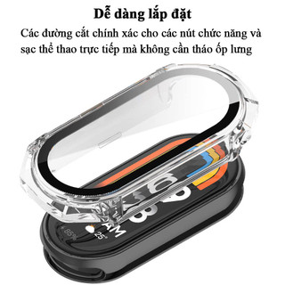 Ốp bảo vệ Xiaomi Mi Band 3 4 5 6 7 8 9 10 vỏ liền khối kèm kính cường lực cảm ứng nhạy chống trầy