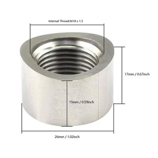 LOOKSHOW Phụ tùng ô tô đa năng Cảm biến oxy bằng thép không gỉ Đai ốc Hàn Bung Cắm M18x1.5 O2 Bộ chuyển đổi cảm biến đường cong Đai ốc khía Bung S9V2