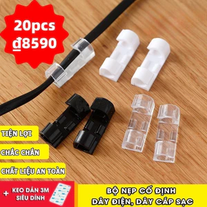 Combo 20 Nẹp Dây Điện Dán Tường Siêu Dính ,Kẹp Dây Điện Cố Định Và Giữ Dây Điện An Toàn Tiện Lợi Dễ Lắp Đặt 88068-TOOLIX