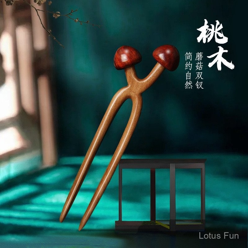 Handmade Gỗ Đàn Hương Trâm cài tóc Hình Chữ u Nấm Kẹp Tóc Phong Cách Trung Hoa Mới Cao Cấp Cảm Giác Thu Đông Phong Cách Cổ xưa Kẹp Tóc Phong Cách Trung Hoa