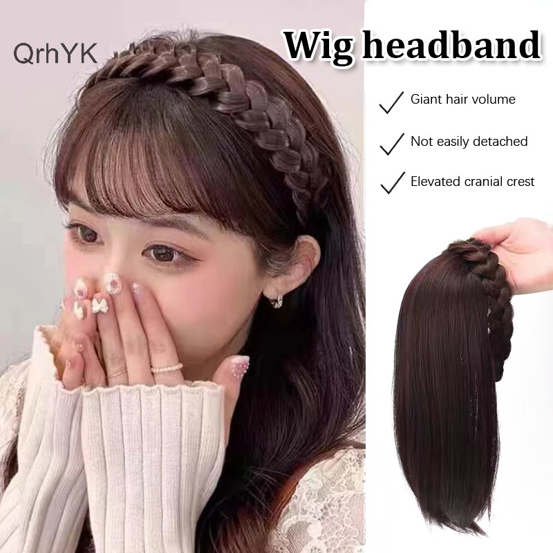 Tóc giả thời trang xương cá cho nữ, ngắn, tích hợp miếng dán, phụ kiện tóc