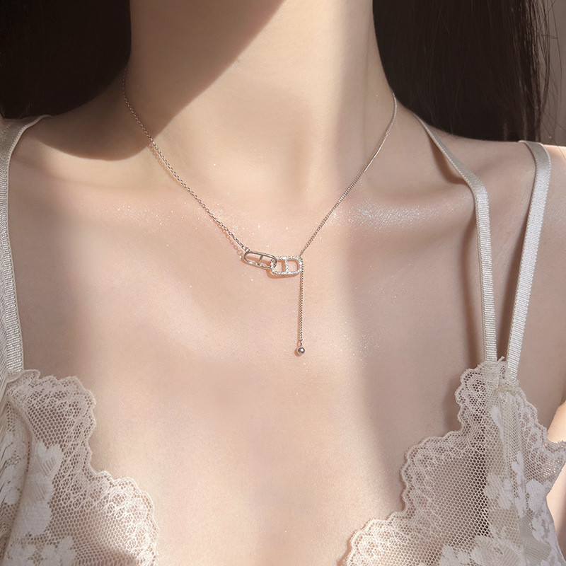 Vòng cổ mạ điện vàng phong cách Hàn Quốc, dây chuyền xương đòn thanh lịch