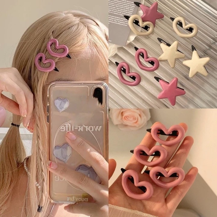 Kẹp Tóc Hình Ngôi Sao , Trái Tim và chữ nhật Màu Hồng Dễ Thương 1k K2 kokochan lovelycapy