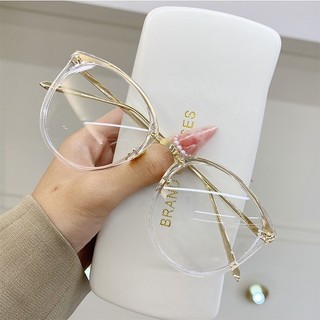 Retro Khung Kim Loại Kính Mắt Quá Khổ Trong Suốt Ống Kính Kính Nam Nữ Quang Trong Suốt Mèo Mắt Kính Khung Cảnh