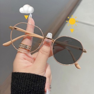 Kính chống bức xạ quang học Hàn Quốc Nữ chống xanh có thể phù hợp với ống kính Khung tròn kim loại Kính mắt Kính râm