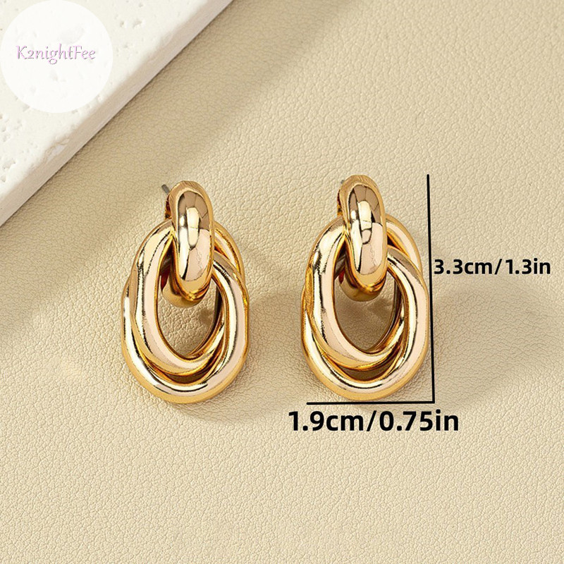 K2nightfee Vàng Bạc Màu Nút Thắt Vòng Bông Tai Nữ Sáng Bóng Plag Hợp Thời Trang Bông Tai Dễ Thương Hàng Ngày Trang Sức VN