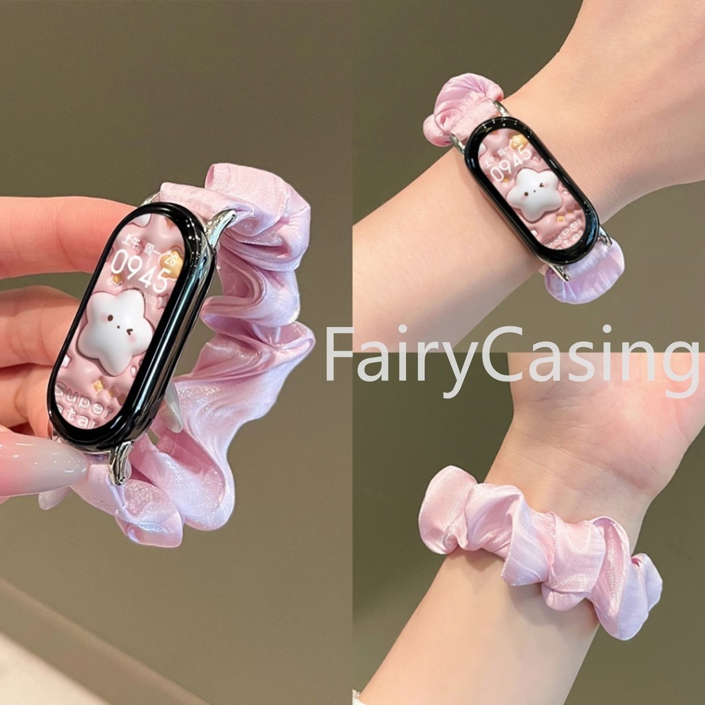 Dây Đeo Tay Đàn Hồi Cho Xiaomi Mi Band 10 9 8 NFC Dây Đeo Nữ Scrunchies Vòng Tay Thay Thế Cho MiBand 9 Correa Dây Mềm