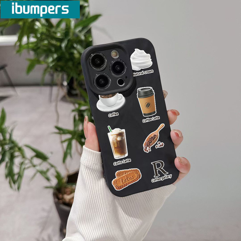 ibumpers Ốp lưng iphone đẹp cute cà phê in hình nhám Ốp điện thoại mỏng silicone mềm chống bẩn chống sốc cho Iphone 15 14 12 13 11 pro max IP 7 8 plus Iphon x xr xs max