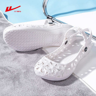 Giày Sandal Kéo Lại Nữ Mẹ Y Tá Giày Trắng Phẳng Thoáng Khí Chống Trơn Trượt Đế Mềm Thời Trang Baotou Rỗng Thấp @ -