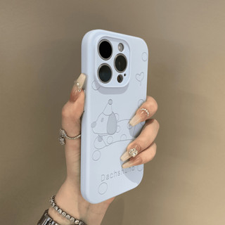 Ốp điện thoại silicon lỏng Luxury Line Dachshund cho iPhone15 Pro Max 14 13 12 11 Pro Max Vỏ bảo vệ camera chống sốc bao gồm mặt sau mềm