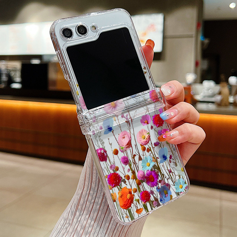 Vỏ điện thoại trong suốt họa tiết trái cây dễ thương cho Samsung Galaxy Z Flip 6 Flip 5 Flip 4 5G Full Bản lề PC cứng gấp cho Samsung Z Flip 6 5 4 3