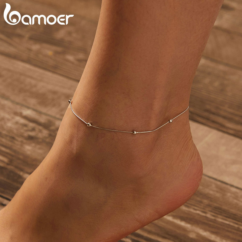 Bamoer 925 Sterling Sliver Vòng chân Trang sức thanh lịch Quà tặng cho nữ