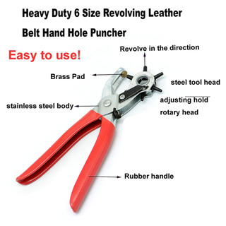 Da Lỗ Đục Lỗ Đồng Hồ Dây Đeo Lỗ Puncher Dây Da Hạng Nặng 6 Kích Thước Xoay Handmake Dây Da Tay Lỗ Đấm Kìm