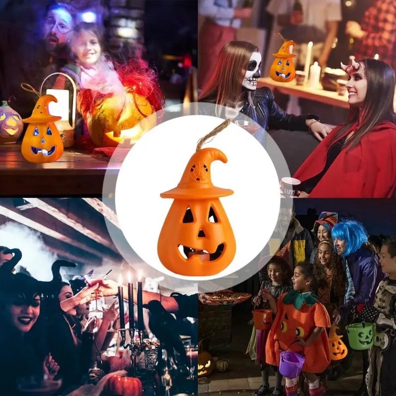Halloween Bí Ngô Đèn Led Sáng Tạo Đèn Lồng Trang Trí Lễ Hội Ma Ăn Mặc Phát Sáng