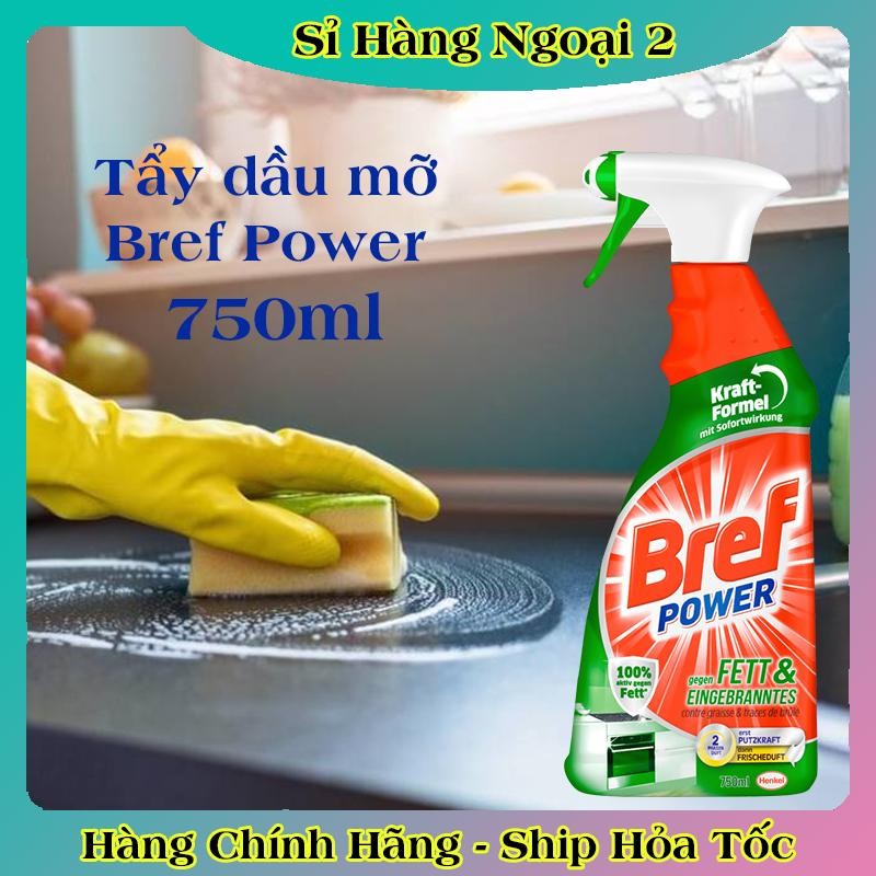 [Mẫu mới nhất] Chai Xịt Tẩy Dầu Mỡ Nhà Bếp Bref Power Dung Tích 750ml Dùng Được Cho Máy Hút Mùi, Lò Nướng