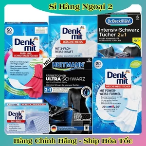 Bộ Giấy tẩy trắng, tẩy trắng cổ áo,giấy chống phai màu quần áo Denkmit và giấy nhuộm đen Heitmann Đức- Date mới Đủ Bill