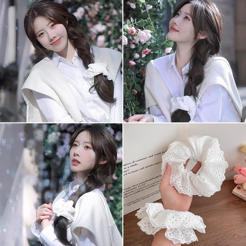 [Yunyuan] Dây buộc tóc hai lớp ren rỗng Phụ kiện tóc phong cách Hàn Quốc Dây buộc tóc siêu cổ tích cho bé gái