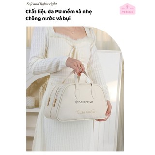 Túi đựng mỹ phẩm lớn 2 ngăn kéo hình thang da PU cao cấp Twinkle little star