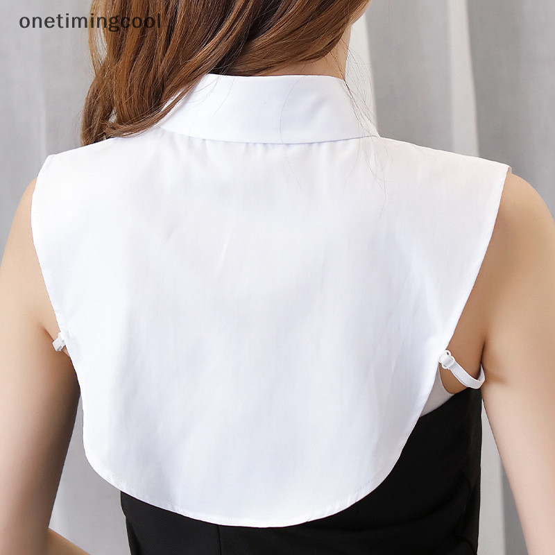 Onetimingcool Cổ Giả Trắng Đen Áo Len Có Thể Tháo Rời Áo Sơ Mi Nữ Cotton Ve Áo Áo Top Nữ Quần Áo Phụ Kiện VN