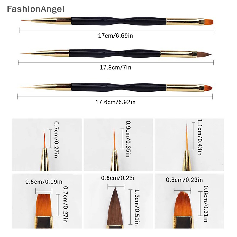 Fashionangel Pháp Sọc Móng Tay Nghệ Thuật Lót Bộ Bàn Chải Đầu Dòng Siêu Mỏng Bút Vẽ Dual End Uv Gel Paing Bàn Chải Dụng Cụ Làm Móng Tay TH
