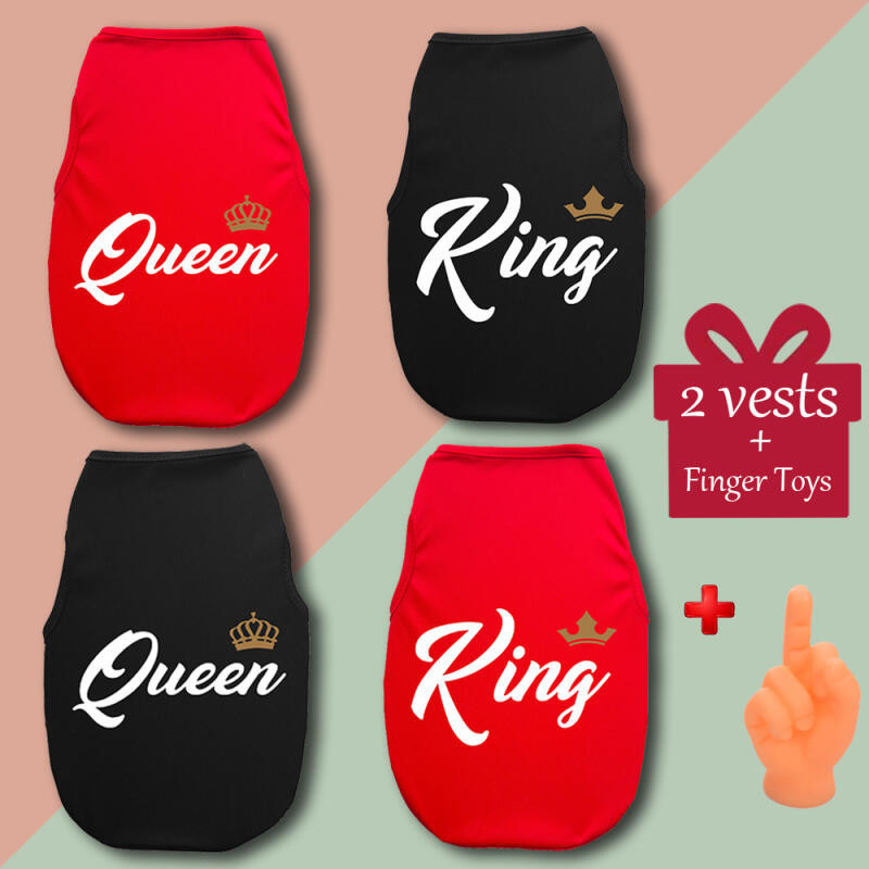 Áo Vest in hình mèo / chó họa tiết King and Queen Áo Vest mèo và chó thoáng khí cho chó nhỏ và vừa