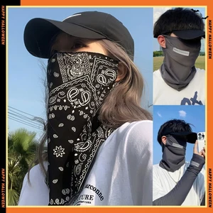 Khăn Che Mặt Chống Nắng Hoa Floral Khẩu Trang Vải Nam Nữ Dáng Ống Style Hàn Găng Tay Đi Nắng Chống Tia U.V Dáng Rộng