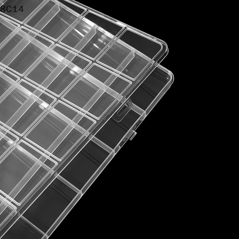 [8C14] 28 Lưới Nail Ch Hộp Bảo Quản Trang Sức Clear Nail Art Kim Cương Giả Dụng Cụ DIY Display Storage Case Hộp Sắp Xếp Salon [8C]