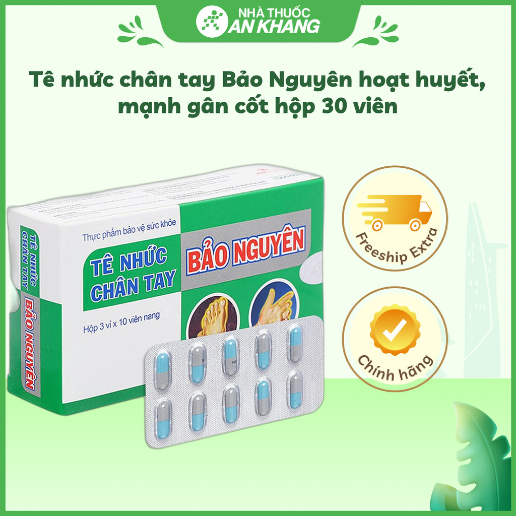 Tê nhức chân tay Bảo Nguyên hoạt huyết, mạnh gân cốt hộp 30 viên