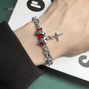 Julyhot Retro Đen Zircon Ngôi Sao Vòng Tay Nữ Nam Quà Tặng Xu Hướng Dây Xích Kim Loại Unisex Goth Trang Sức Cặp Đôi Mới Phụ Kiện Massivedeals