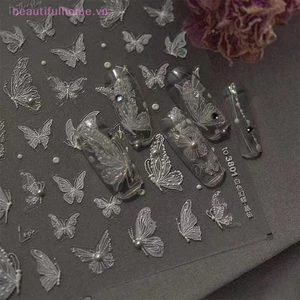 Miếng dán móng tay hình con bướm với kim cương Đề can giảm đau lập thể Dính Nail Art Salon DIY Nail Art Người đam mê [làm đẹp]
