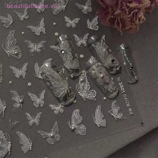 [Beautifulhome] Miếng dán móng tay hình con bướm với kim cương Đề can giảm đau lập thể Dính Nail Art Salon DIY Nail Art Người đam mê [làm đẹp]