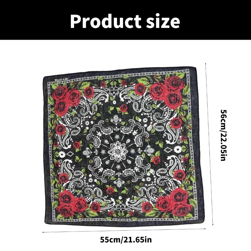 Vic 21 Hoa Hồng Họa Tiết Bandana Đầu Khăn Cho Nữ Vuông Turban Đầu Khăn Punk Đầu Quấn Đầu Mũ Nón