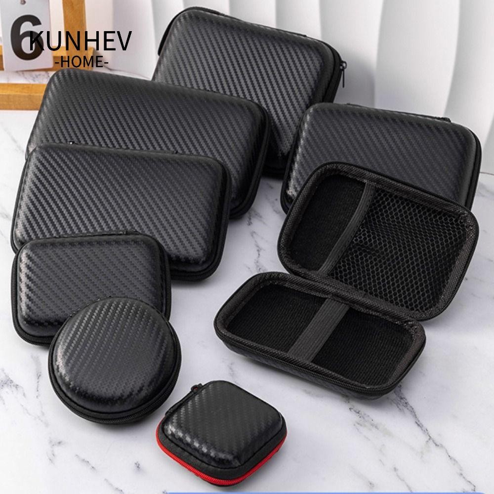 Hộp lưu trữ phụ kiện kỹ thuật số KUNHEV, Túi đựng tai nghe bền chống mài mòn, Bộ sắp xếp cáp dữ liệu di động chống sốc EVA đơn giản