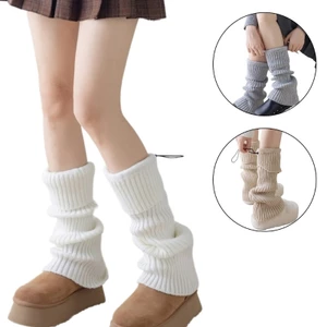 Treeling Màu Trơn Dây Rút Chân Ấm Áp Cho Nữ Bé Gái Có Gân Đan Xoay Còng Boot Có Trên Bắp Chân Tất Cho Khiêu Vũ