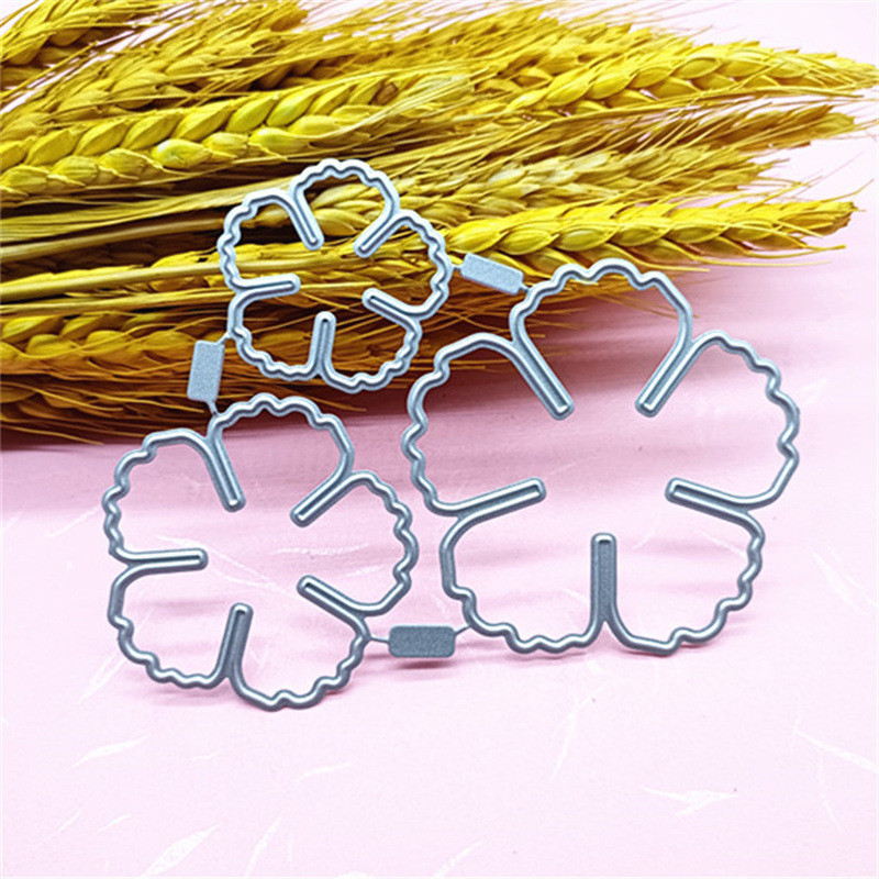 Sổ lưu niệm Diy Dập nổi Thép Carbon Thủ công Khuôn cắt kim loại Ba mảnh Cánh hoa sổ lưu niệm Bản mẫu