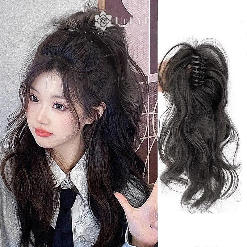 Qrhyk Tổng Hợp Móng Vuốt Kẹp Đuôi Ngựa Phần Mở Rộng Tóc Ngắn Xoăn Tự Nhiên Đuôi Giả Tóc Cho Nữ Đuôi Ngựa Tóc Đen Mới