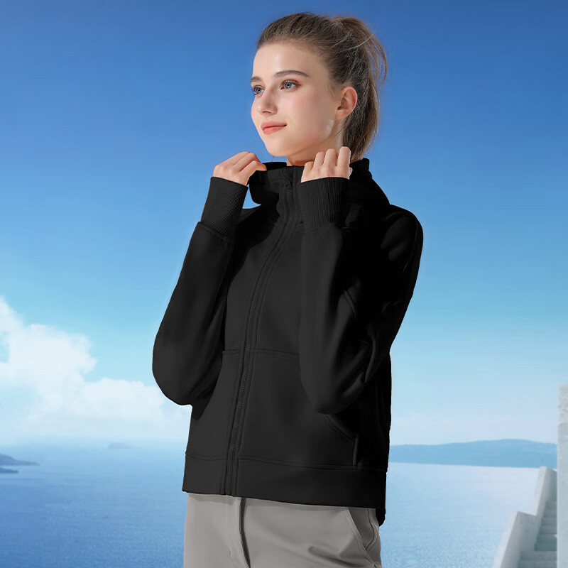 Ảnh Camel CROWN Quần Áo Tập Yoga Nữ Dệt Kim Nhung Mặc Thường Ngày Có Mũ Trùm Đầu Slim Fit Thể Thao 1