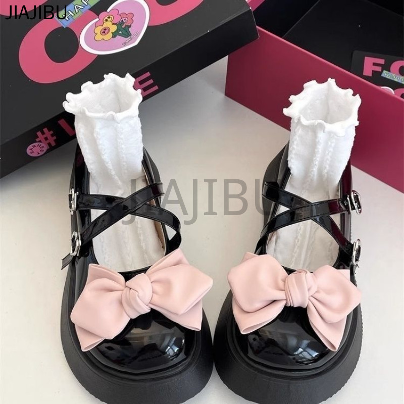 Size 34-46 Giày Nữ Cỡ Lớn 45 Giày Da Nơ Màu Be Phong Cách Anh Quốc 44 Korean Fashion Platform Mary Jane Shoes 43 Giày Búp Bê Khóa Tình Yêu Mũi Tròn Chống Trượt 42 Giày Ngón Chân Cái French Princess Style Cosplay Doll Shoes Giày Đi Học Màu Đen Giày Lolita