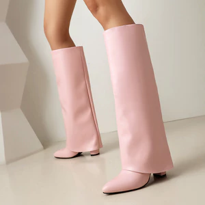 Giày bốt ống quần Đế Xuồng Mũi nhọn phong cách Âu Mỹ cỡ 35-44 bốt nữ HOT GIRL thiết kế mẫu mới thu đông Bốt thời trang