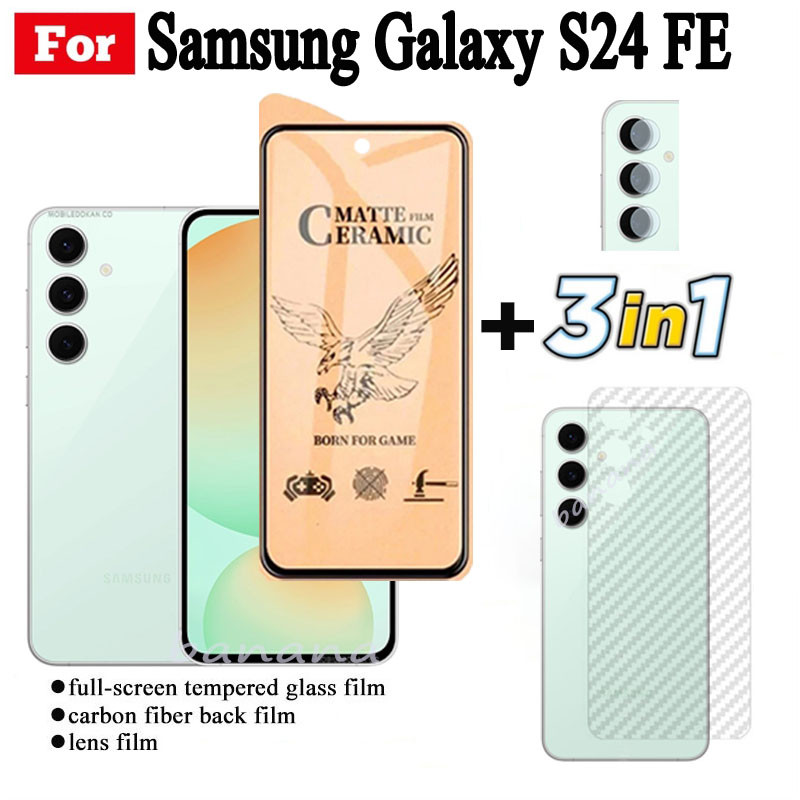 Kính cường lực gốm 3 TRONG 1 Samsung Galaxy S24 FE cho Samsung S24 FE S23 FE Ống kính máy ảnh Kính bảo vệ màn hình và phim mặt sau