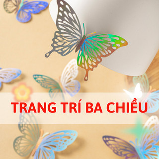 Set 12 Bướm Dán Tường 3D Myd.23 Bộ Bướm Màu Bạc Trang Trí Tiệc, Nhà Cửa Kèm Keo Dán