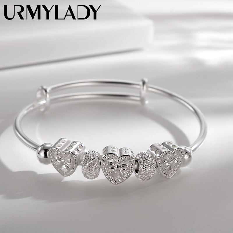 Urmylady Bạc 925 Nữ Dễ Thương Trái Tim Lắc Tay Cho Nữ Vòng Tay Thiết Kế Trang Sức Quyến Rũ