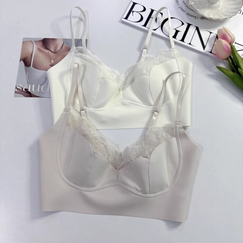 Mùa Hè Phong Cách Mới Ren Đẹp Lưng Cố Định Cốc Băng Lụa Thỏ Tai Mỏng Cốc Sling Quần Lót Hình Chữ u Đẹp Lưng Quần Lót