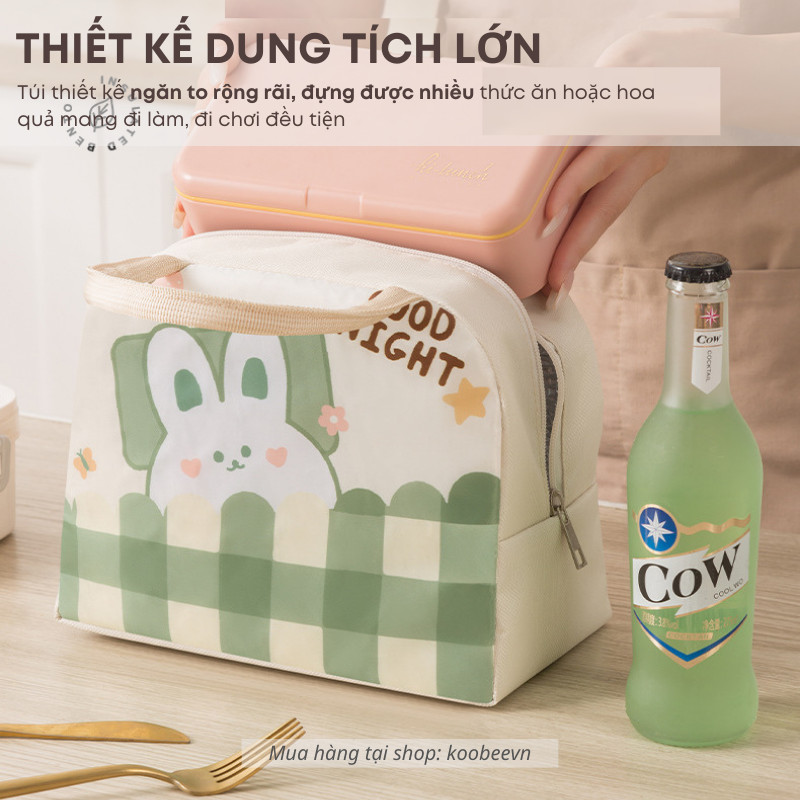 Túi Đựng Hộp Cơm Giữ Nhiệt Vải Oxford Chống Nước Họa Tiết Hoạt Hình – Mang Đi Học, Đi Làm Tiện Lợi | Mã 168