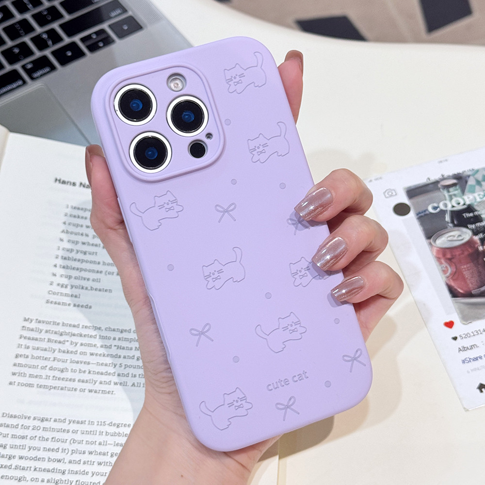Ốp Điện Thoại Silicon Lỏng Line Cat Cho iPhone 16ProMax 16Plus 15 14 13 12 11 Vỏ Bảo Vệ Chống Sốc