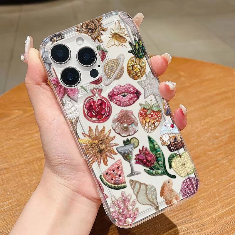 Vỏ Tương Thích Cho iPhone 11 16 14 15 12 13 Pro Max 16e 8 7 Plus XR X XS Max SE2020 2022 Hạt Lựu Mặt Trời Silicon Mềm Trong Suốt Chống Sốc