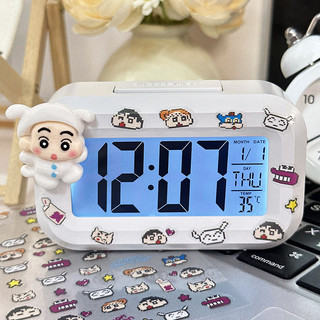 Đồng Hồ Báo Thức Điện Tử Để Bàn Cute Màn Hình LED Lớn - Kèm Charm & Sticker Hoạt Hình Dễ Thương