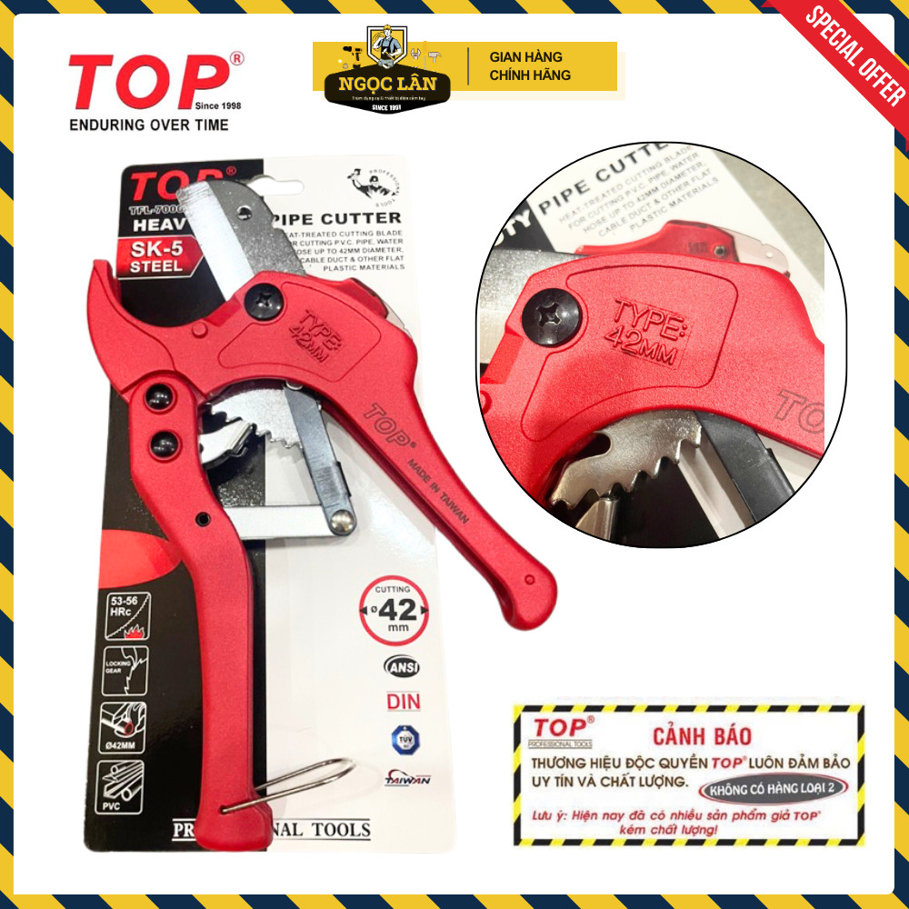 [Chính hãng TOP] Kéo Cắt Ống, Dao Cắt Ống Nhựa PVC TOP 42mm thép SK5 Hàng Đài Loan Cao Cấp