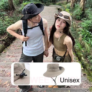 Mũ xô rộng vành dây rút, Phong Cách Bèo Cao Bồi, Chống tia cực tím hiệu quả, Unisex, Du Lịch
