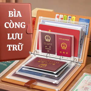 Bìa Còng Kẹp Hồ Sơ Đựng Tài Liệu A4 A5 A6 Có Túi Zip Đựng Giấy Tờ Quan Trọng Chống Thấm Nước